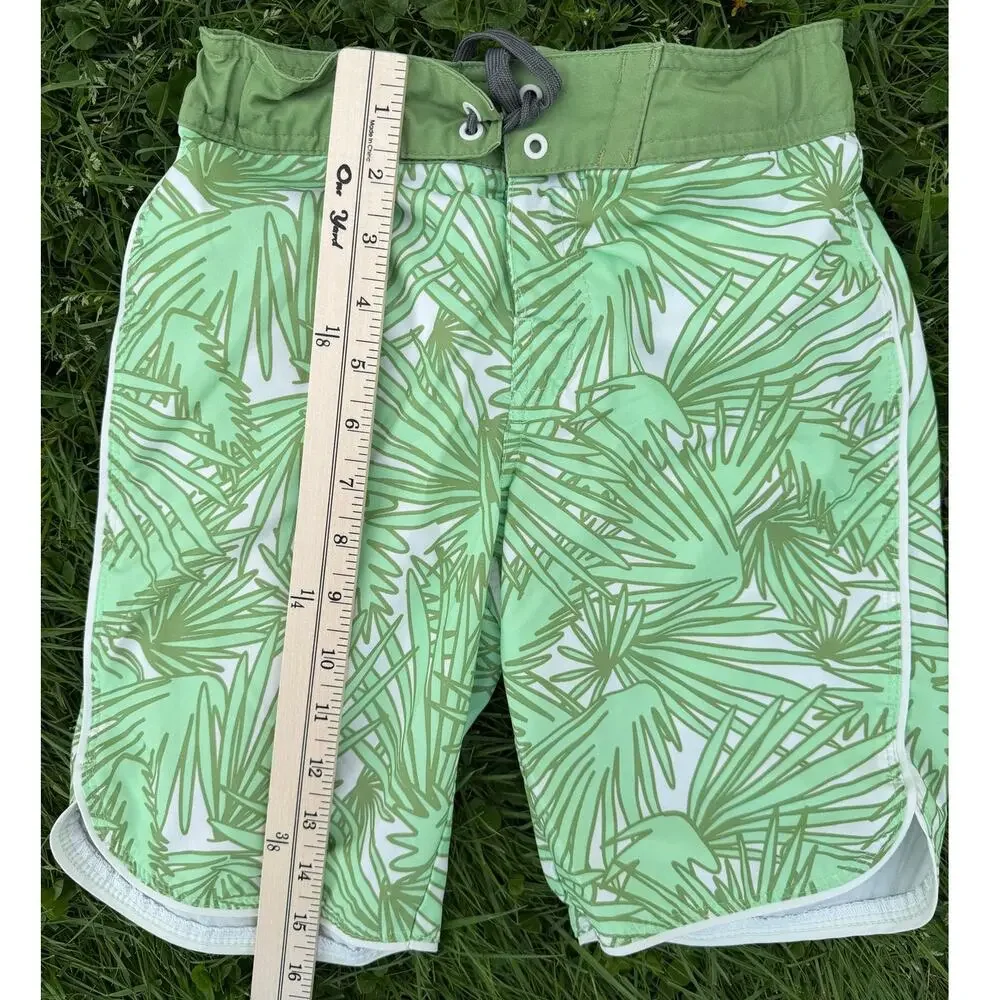 Art Class Boys Swim Trunks Green Palm Print Lined Beach Pool (SZ M 8)
